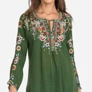 Johnny Was Sunflower Cactus Embroidered Blouse, size XXS